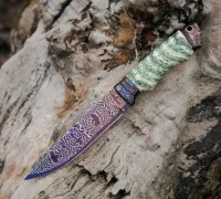 Нож Сибиряк из мозаичной дамасской стали