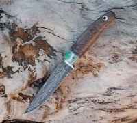 Нож Грибник из мозаичной дамасской стали